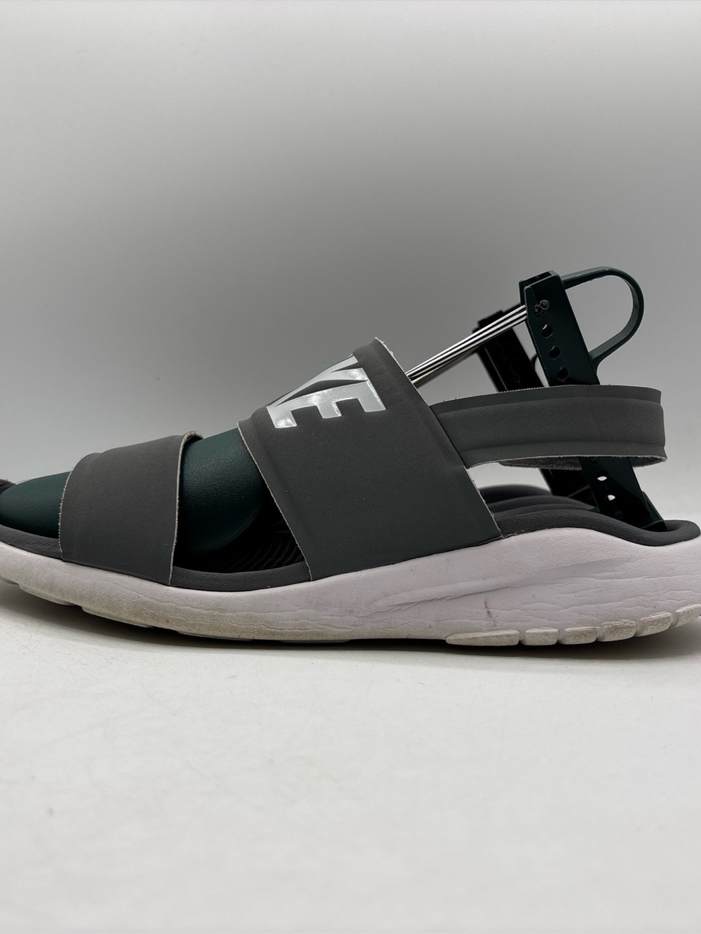 Nike Tanjun Sandal Gray White 882694-002 Women Size 10 Adjustable Comfort Sandal